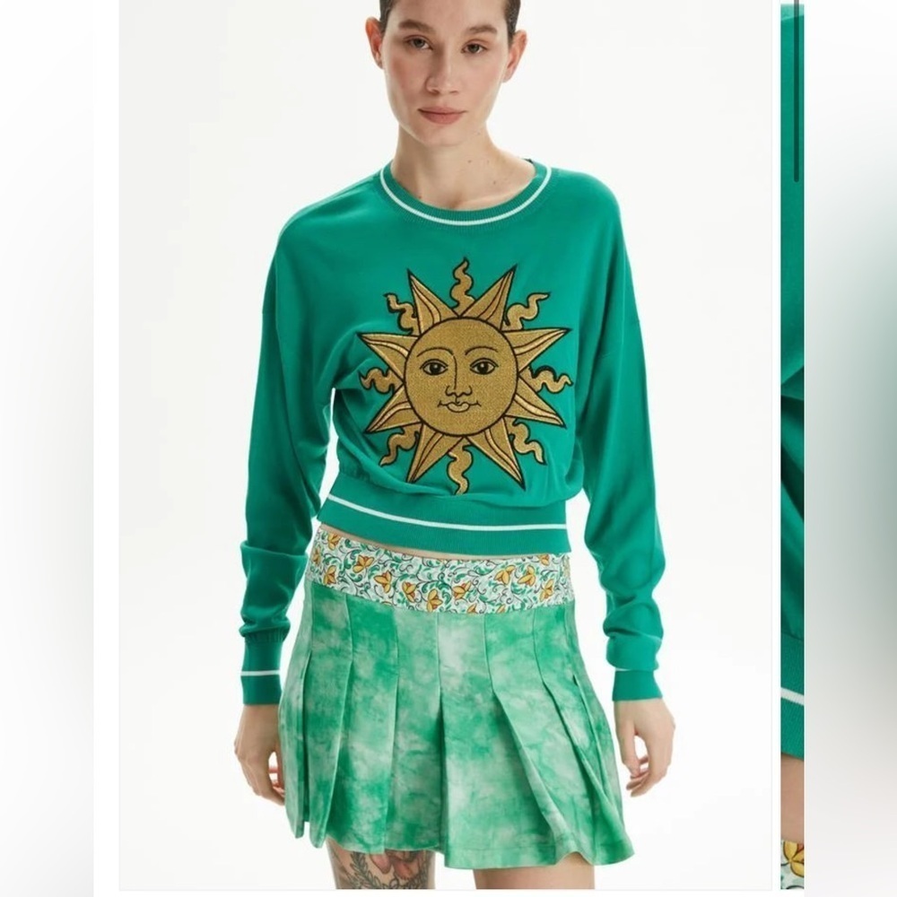 Adl raisa Vanessa Sweater green top sun print xs - Picture 3 of 12